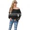 Wholesale custom women's tops Western style Autumn and winter new fashion Long sleeve Waffle Leopard Print T-shirt