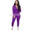 custom brand Women Jogger 2 Piece Pants Set Sweatsuit For Women 2021 Jogging Suit Tracksuit top+pants zipper coat