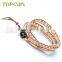 Topearl Jewelry Potato Shape Freshwater Pearl Bracelet Stylish Woven Leather Wrap Bracelets for Women Jewelry CLL160