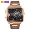Fashion luxury quartz wristwatch Skmei 1392 top selling 3ATM waterproof stainless steel square dial dual time watches