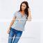 Women t shirt design top quality V-neck t shirt cotton short sleeve for ladies TS033