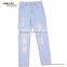 Hot Sale Zip Closure Ankle Length Tearing Denim Jeans For Women
