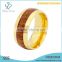 Beautiful gold band with wood grian inlay engagement titanium ring