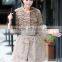 Long Women's 100% Real Rabbit Fur Coat with Fox Fur Cuff