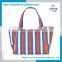 Colourful Strip Design Polyester Material Psersonalized Womens Tote Handbag Shoulder Beach Bag