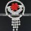 Beautiful White And Red Round Diamonte Brooches For Wedding Dress J032892F10