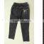 extensible waist stripe design balck jeans pent