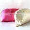 Shiny Leather Cosmetic Bag Pink Gold Color Customed Metal LOGO