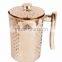 IndianArtVilla Handmade Steel Copper Hammered Jug Pitcher With Lid 1700 ML - Storage Water Good Health Benefit Yoga, Ayurveda