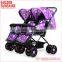 Functional Top Quality Double Baby Stroller with Big Shopping Bag