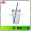 16oz bpa free plastic custom double wall tumbler with straw