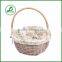 white spot linen wicker basket