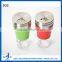 colorful glass condiment bottle with rotating hole lid metal cover