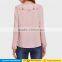 Women Long Sleeve Ruffle Trim Lace up v Neck Tops Casual Boho Long Chiffon Tops and Blouse Design Pattern 2017