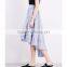 Customized Lady's Apparel Beautiful High-rise Elastic Waist Striped Ruffled Asymmetric Poplin Skirt(DQM002S)