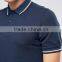 Short Sleeve Ribbed Collar and Sleeve Twin Tip Side Slits Navy Men's 100% Cotton Breathable Pique 200g Blank Casual Polo T-Shirt