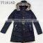 Lady long style coat winter jacket with fur hoody