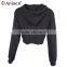 oem service custom long sleeve girl crop hoodie