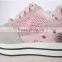 Fashionable PU insole grey and pink PU upper shoes for women