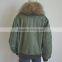 Myfur MA1 Bomber Jacket Classic Aviator Military Style Flight Jacket with Detachable Fur Collar