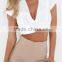 Runwaylover 117 Sexy Deep V-Neck Ladies 2017 Fashion Hollow Out Crop Tops