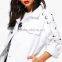 Lace up eyelet white denim jacket new fashion wholesale women street wear