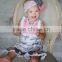 Newborn baby cloyhing girls leopard floral flower appliqued hospital gown rompers set