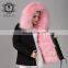 American Pink Fur Parka Ladies Winter Wear, Long Sleeve Fashion Jacket Woman