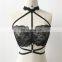 See-Through Unpadded Mesh Lined Strappy Harness Bralette Bra Crop Top Bustier
