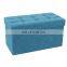 Customized modern and fashion faux linen folded storage stool ottoman bench