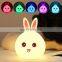 LED rabbit colorful led lamp silicone night light for baby
