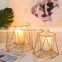 Geometric Elegant Large Gold Metal Pillar Candle Holders Tealight Holders Centerpieces for Wedding and Home Coffee Tables