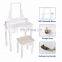 Vanity Set, 2 Large Sliding Drawers, Removable Makeup Organizer Dressing Table with Mirror and Stool