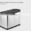 36L 45L 60L stainless steel rectangle shape foot pedal 2 compartment classify recycle bin dustbin