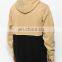 New design Two tone custom cheap fleece pullover sweatshirts khaki and black pullover hoodie for men