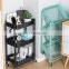 Space saver 3 tier foldable storage shelf utility hotel office organizer rack kitchen trolley cart with lockable wheels
