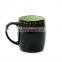 Two tones black color glazed ceramic mug with customized design