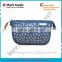 Blue Canvas Cosmetic Bag with Flower Printing