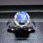 7x6 MM Blue Star Sapphire Ring Lab-Created Sterling Silver 92.5 Size 5.5