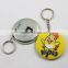 *round tin button badge bottle opener with key chain