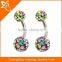 BR01683 crystal piercing navel belly ring , body jewelry manufacturer , fashion navel belly ring