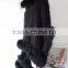 Cool Style Punk Soft Pushmere Like Cape With Black Raccoon Fur Hood Good Quality Fur Trim Square Cape Scarf