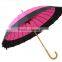 Fashion 16k straight edge wind breaker umbrella wooden