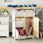 new design Idea solid wood paulowina home ironing tables /iroing board with storage basket