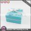 Custome design sky blue cardboard box gift packaing, gift paper box with white ribbon