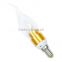 AC85-265V E14 3W 6SMD5730 cool white led candle tail light,glod aluminum house with glass cover