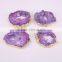 Gold Plated Purple Geode Druzy Quartz Connectors, Crystal Drusy Gem stone Beads