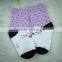 cotton baby sock with white and purple color ,wholesale children sock,cute cat