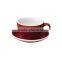 300ml Top Quality Color Glazed Ceramic Stoneware Coffee Tea Cups With Saucers Sets