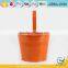 Garden Galvanized and Iron Powder Coating Orange Patio Planters Metal Hanging Pots for Plants